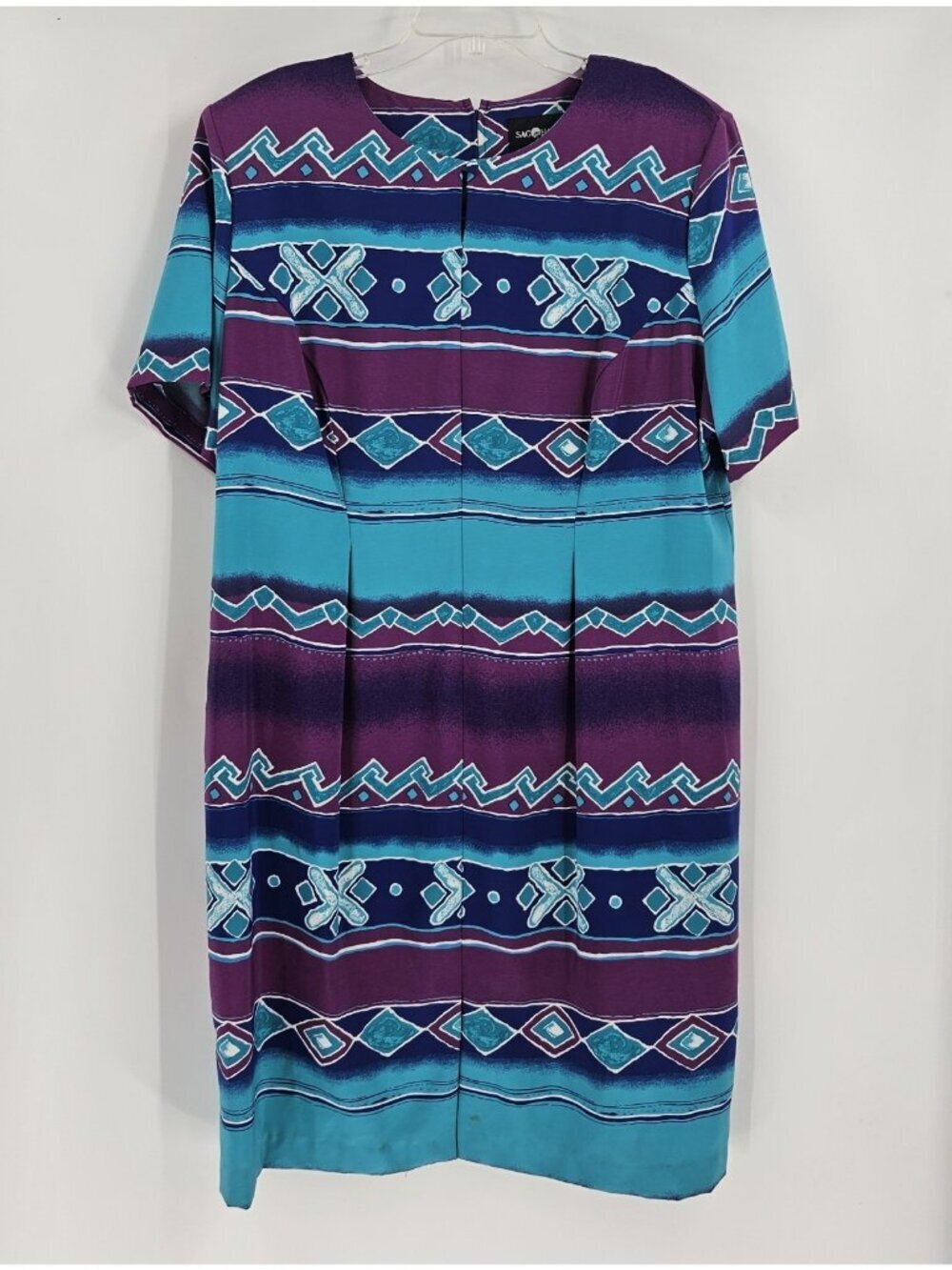 Vintage Sag Harbor Woman Size 20W Aztec Geometric Print Sheath Dress